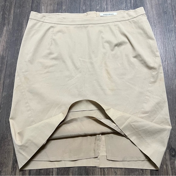 Marina Rinaldi Knee Length Lined Back Slit Beige Straight Pencil Skirt Silk 14 - Picture 5 of 10